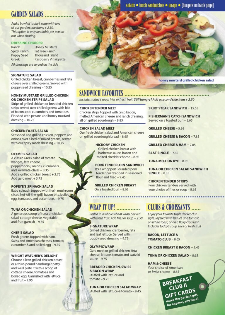 Menu – Breakfast Clubb II